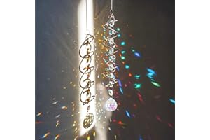 H&D HYALINE & DORA Gazing Ball Spiral Tail with AB Glass Ball Wind Spinner Spiral Hanging Rotating for Indoor Outdoor Decoration 20.5 Inch