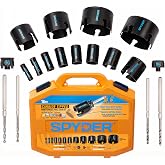 Spyder 18-Piece Tungsten Carbide Tipped Hole Saw Kit, 12 Hole Saws, 2 Arbors, 4 Pilot Bits, Rapid Core Eject