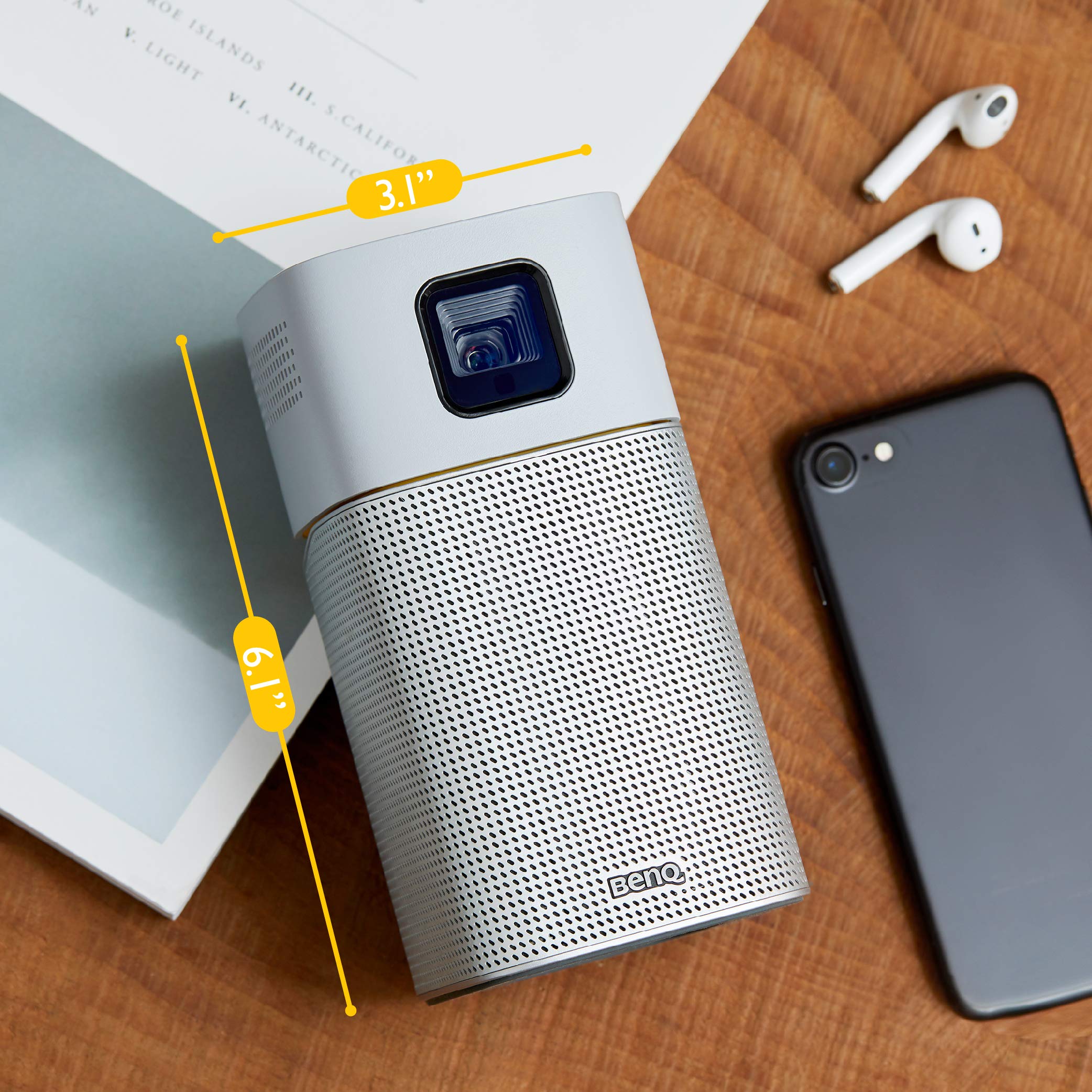 BenQ GV1 Mini Beamer (LED, WVGA, 854 x 480 Pixel, 200 ANSI Lumen, USB C, bluetooth 4.0) silber/grau