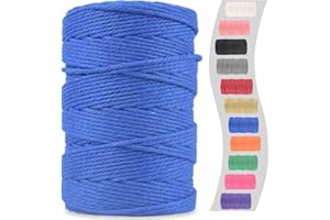 XIANGZI Macrame Cord 4mm x 109Yards (328Feet),100% Natural Cotton Macrame Rope-4 Strand Twisted Cotton Cord for Macrame Supplies DIY Crafts Knitting Plant Hangers Gift Wrapping