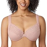 DELIMIRA Women's Front Closure Bras Plus Size Full Coverage Underwire Unlined Supportive Lace Bra
