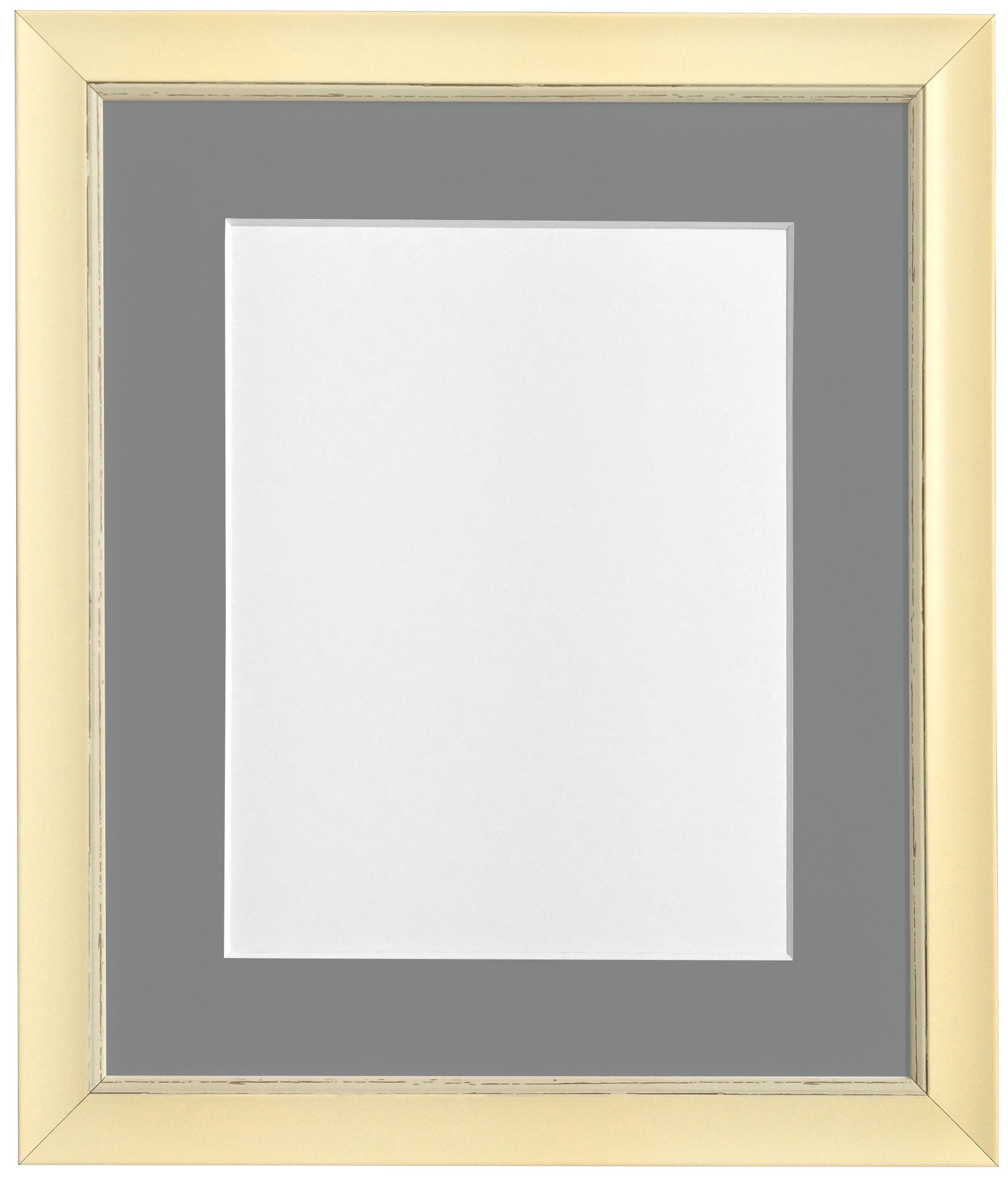 FRAMES BY POST Nordic Distressed Cream Photo Frame with Dark Grey Mount 10"x8" Pic Size 7"x5"