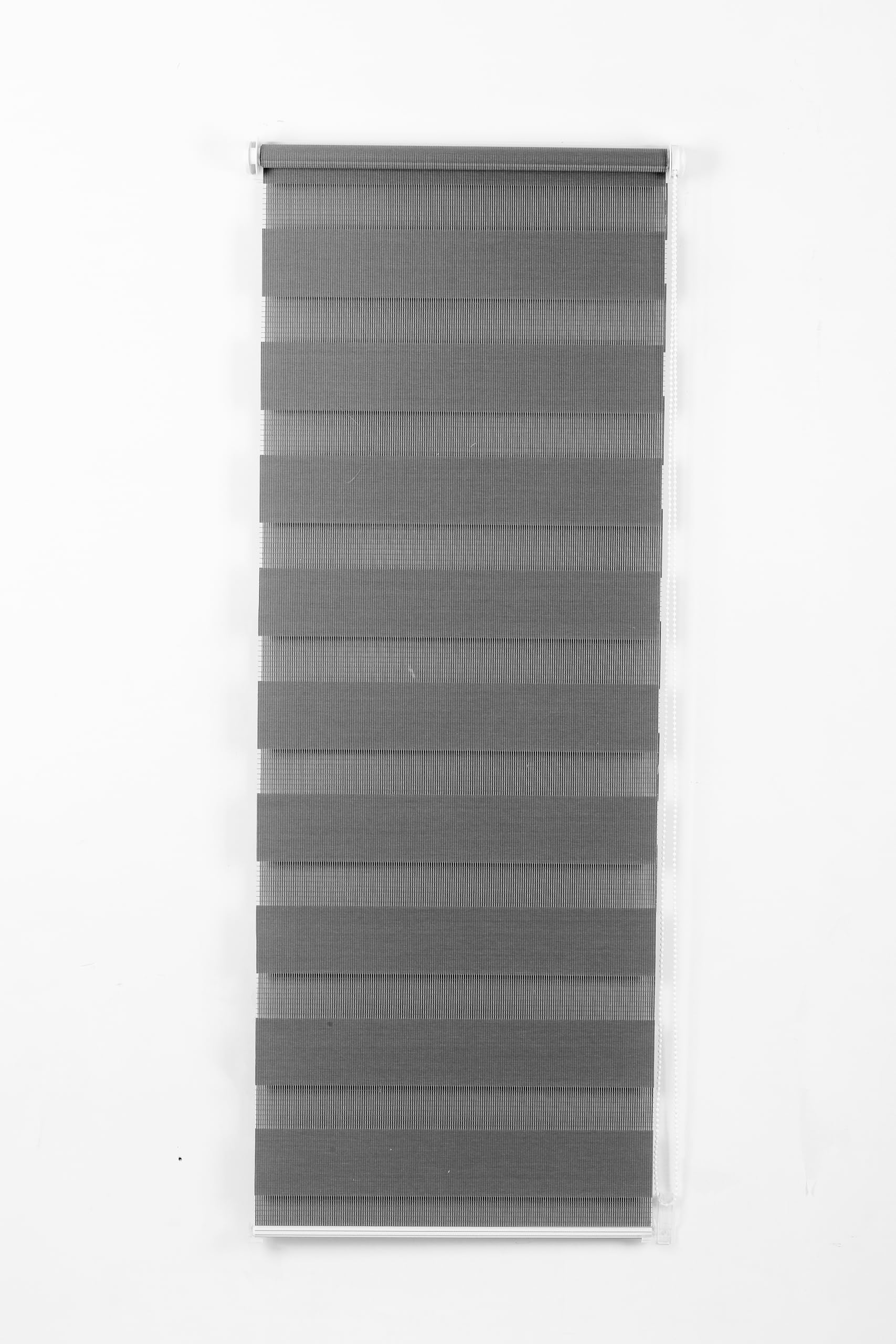 Funky Gadgets Day and Night Roller Blinds Dual Layer Fabric Zebra Blind Translucent or Blackout Vision Roller Shades No Drill Blinds Curtains for Windows and Doors Grey, 49W x 165H cm