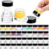Coloch 70 Pack 10ml Mini Glass Sample Jar with Airtight Lid, 10 Gram Glass Cosmetics Jar Clear Round Lip Balm Container for Cosmetics, Lotion, Cream, Samples, Skincare, Travelling, Retail Store