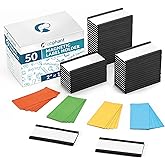 50 Pack"C" Channel Magnetic Label Holders 1x2 with 100 White Card Inserts, 50 Clear Plastic Protectors and Bonus 20 Colorful