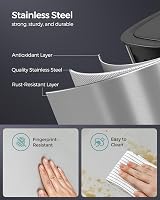 SONGMICS 50L Sensor Kitchen Bin with Soft-Close Lid Stainless Steel view 5