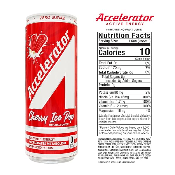 A SHOC ACCELERATOR CHERRY ICE POP ENERGY DRINK, 12 FL OZ CAN