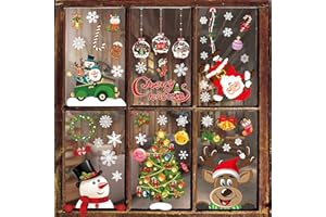 JMANNI Christmas Window Stickers 8 Sheets Window Sticker Decor Snowflakes Window Pictures for Doors, Shop Windows, Glass Fronts, Christmas Decoration Reusable (Color)