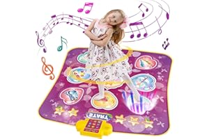 TWFRIC Dance Mat Toys for 3-12 Year Old Kids, Electronic Dance Pad with 3 Challenge Levels Musical Dance Mat for Kids with LED Lights Built-in Music Dance Game Toy Birthday for Kids