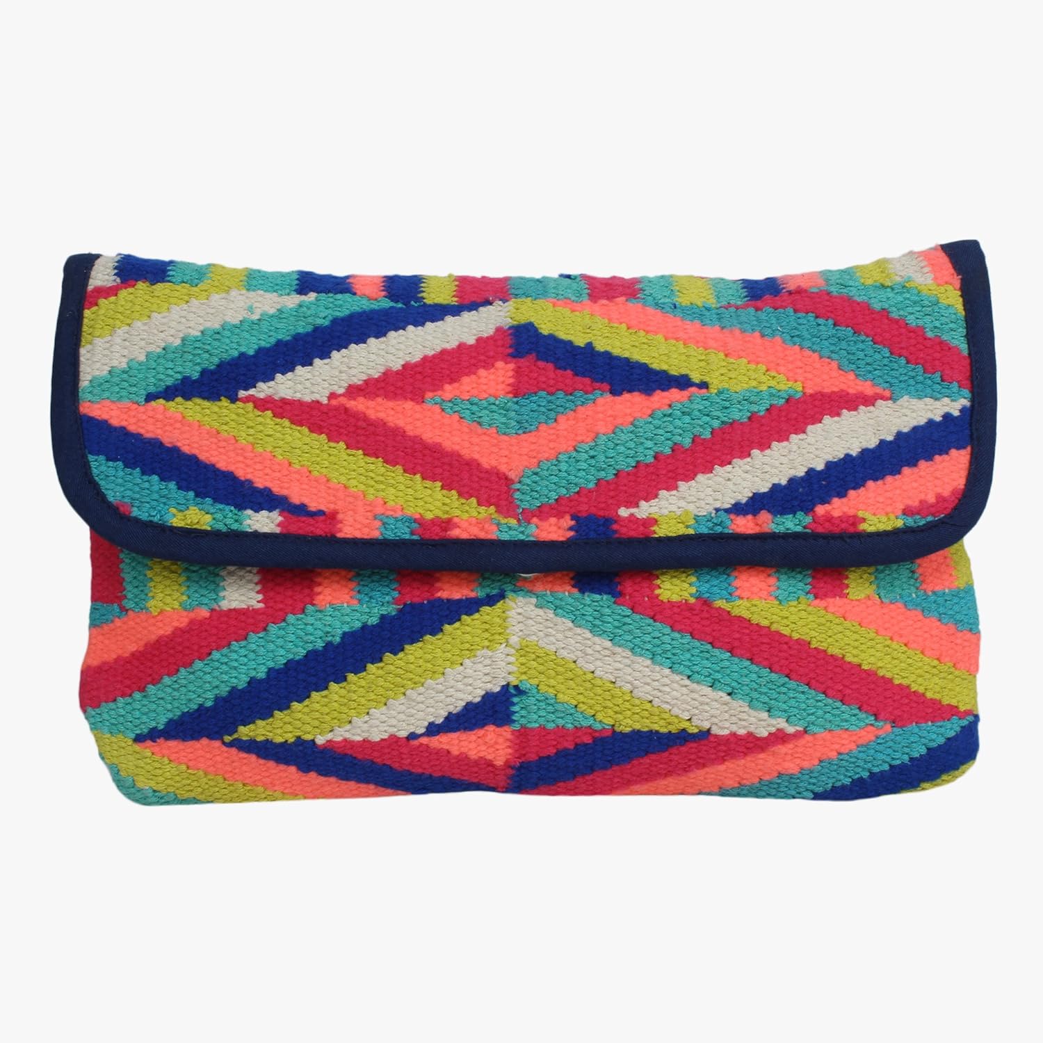 diwaah women's cotton clutch with magnetic snap, multicolour