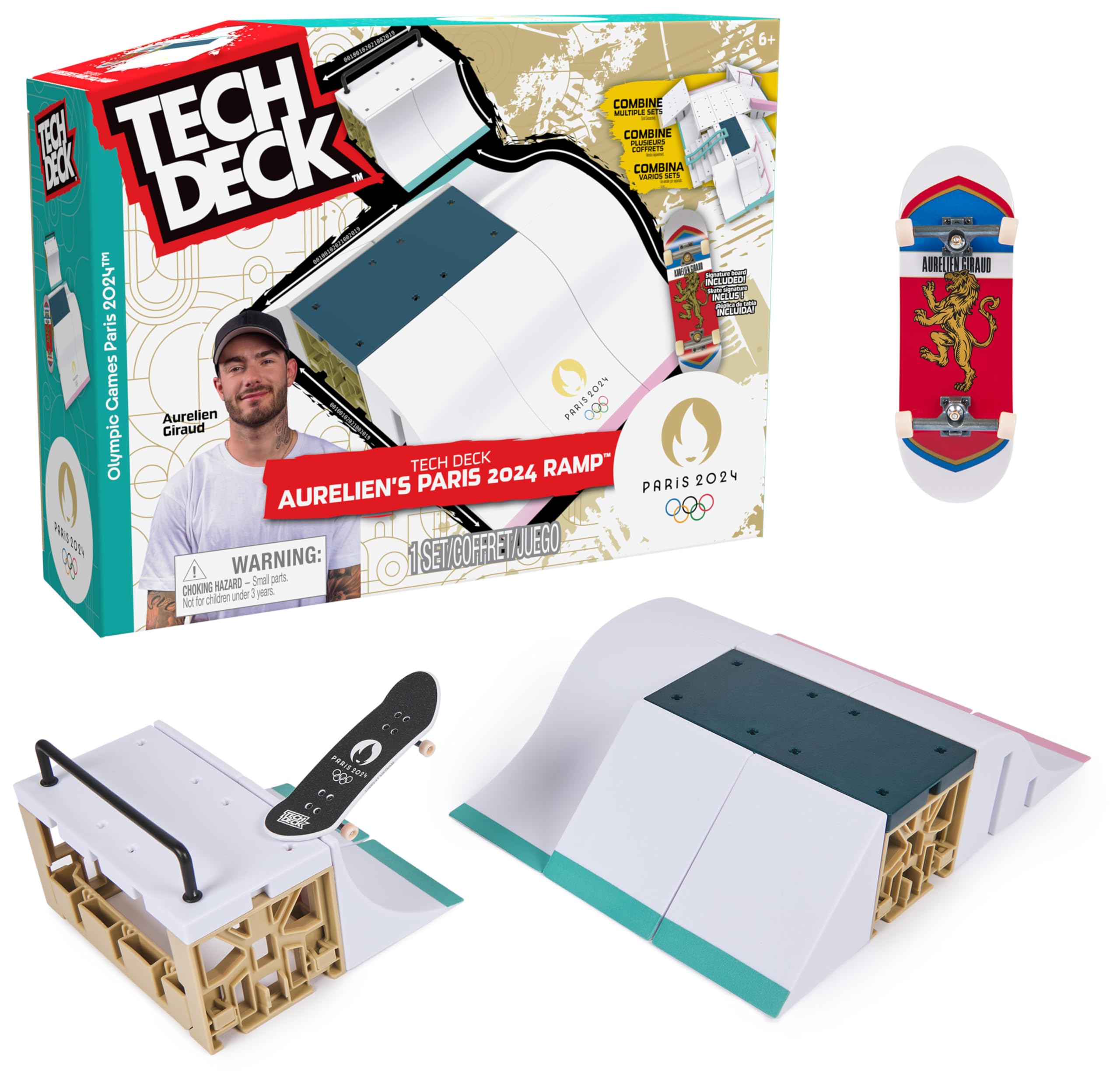Tech Deck, Aurélien Giraud’s Olympic Games Paris 2024 Ramp Customisable X-Connect Park Creator Playset & Exclusive Fingerboard, Kids’ Toy for Ages 6+