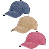 AOSMI 3 Pack Vintage Washed Cotton Adjustable Baseball Caps for Men Women Unstructured Low Profile Dad Hat