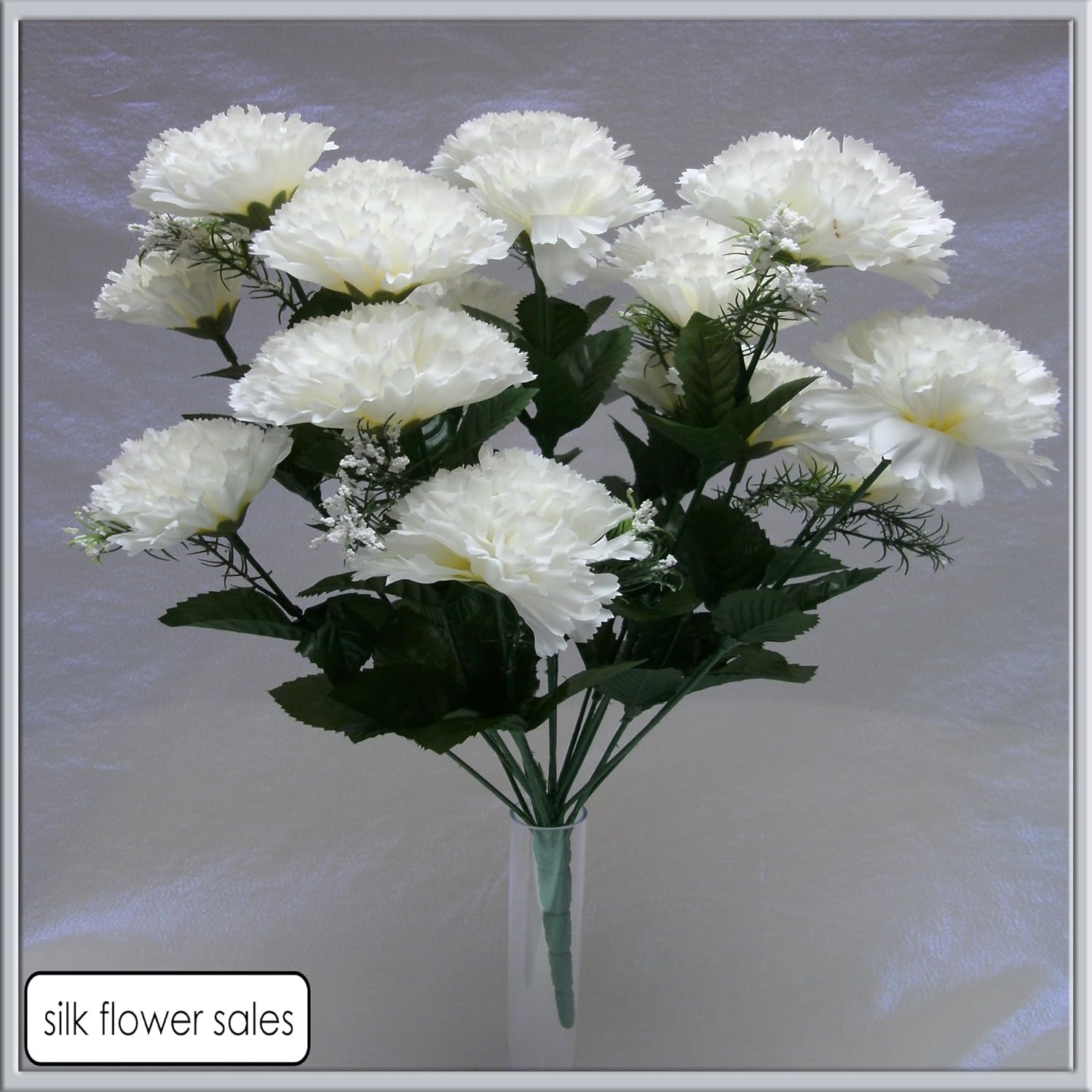 18 head WHITE carnation artificial flower bush wedding/grave/vase Amazon.co.uk Kitchen & Home