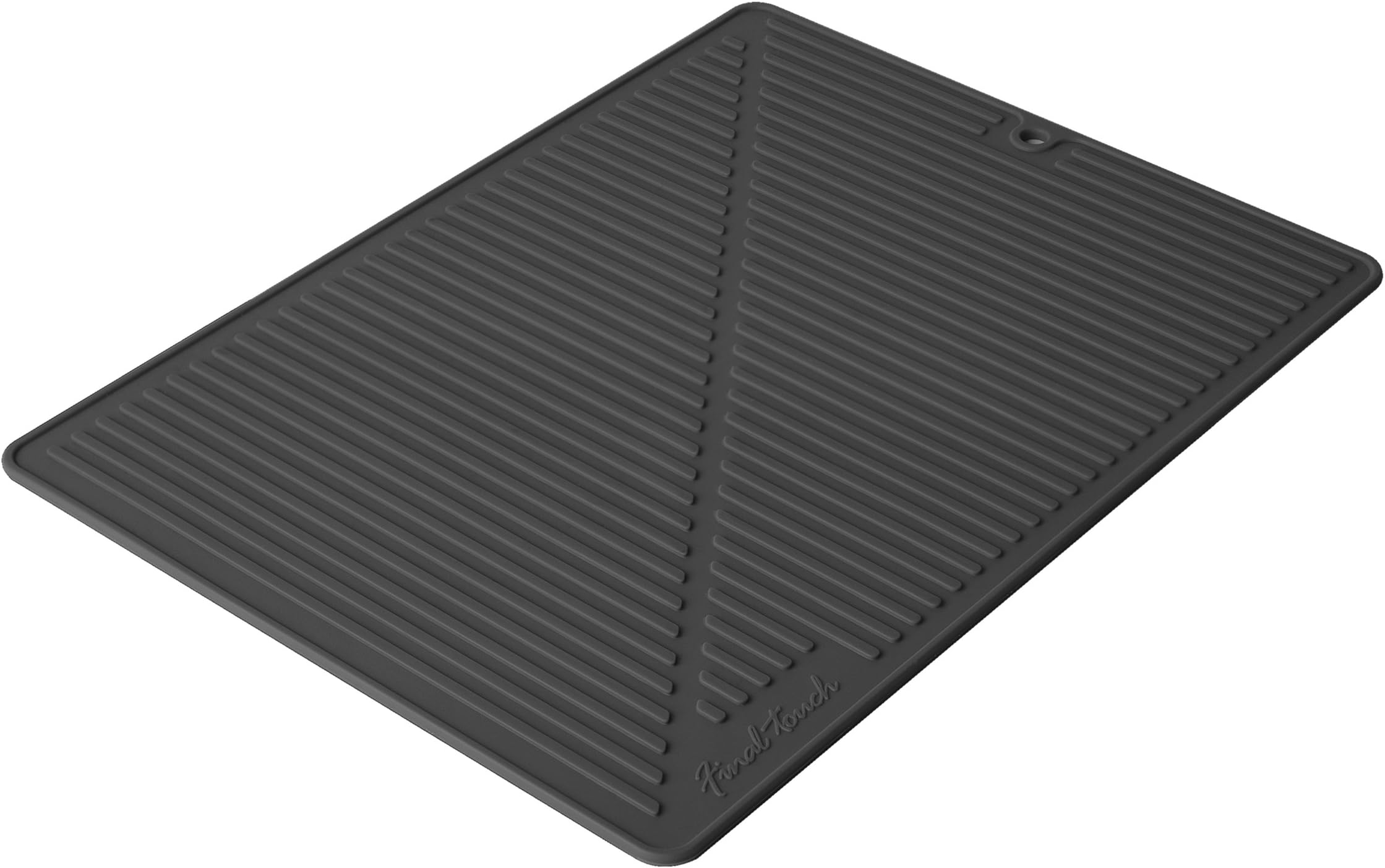 Final TouchLarge Silicone Kitchen Glass Drying Matt, Black (FTA1880-7)