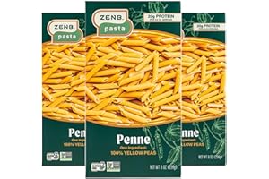 ZENB Plant Based Penne Pasta - Made From 100% Yellow Peas, Gluten Free, Non-GMO & Vegan, 20g Protein & 12g Fiber In Every Serving - (Pack of 3)
