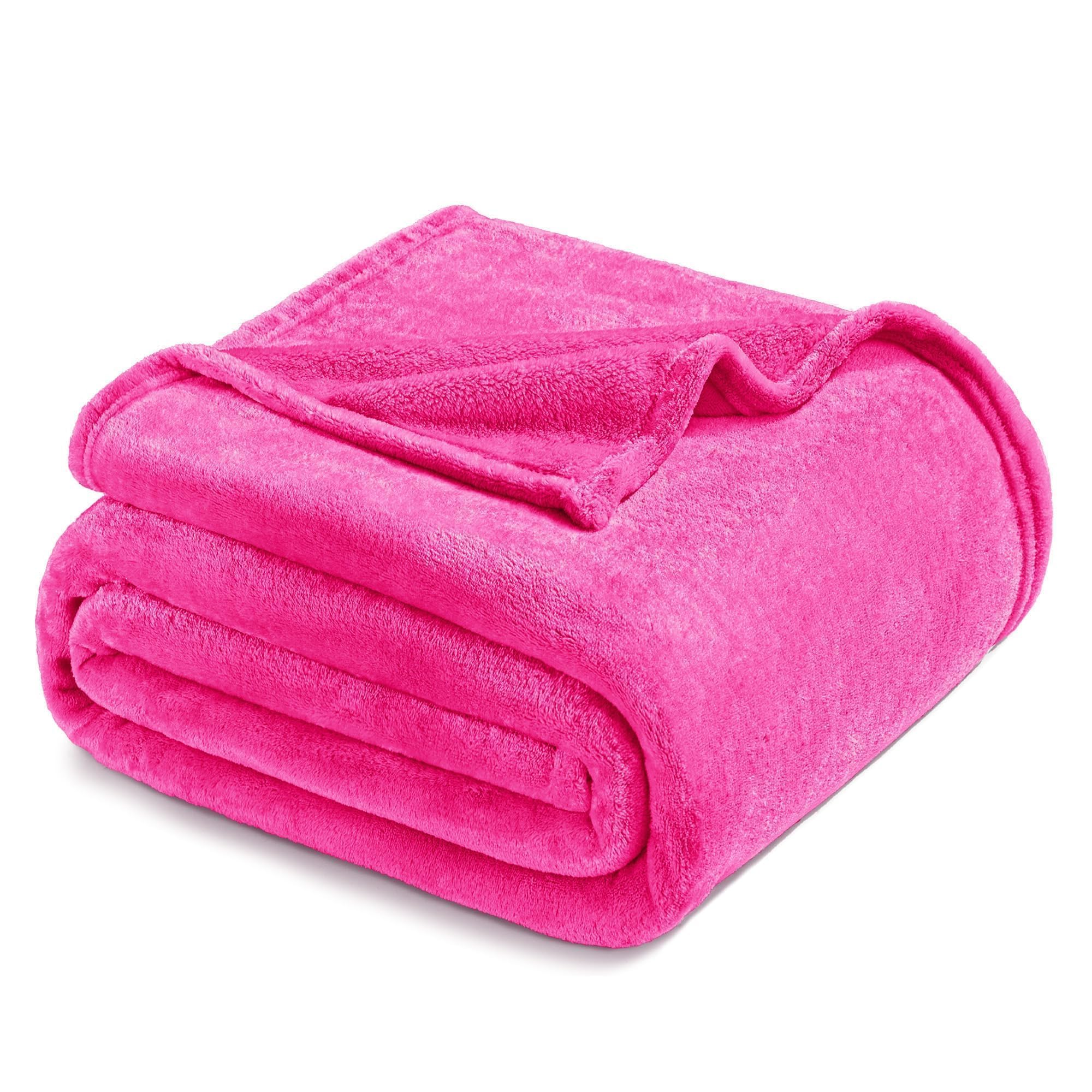Exclusivo Mezcla Fleece Blanket King Size for Bed, Super Soft and Warm, All Season Use, Cozy, Plush, Lightweight, 230x265 CM, Hot Pink