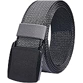 LionVII Mens Casual Belts Web - 2 Colors in 1 Reversible with YKK Plastic Buckle - Adjustable Trim to Fit 27-49" Waist