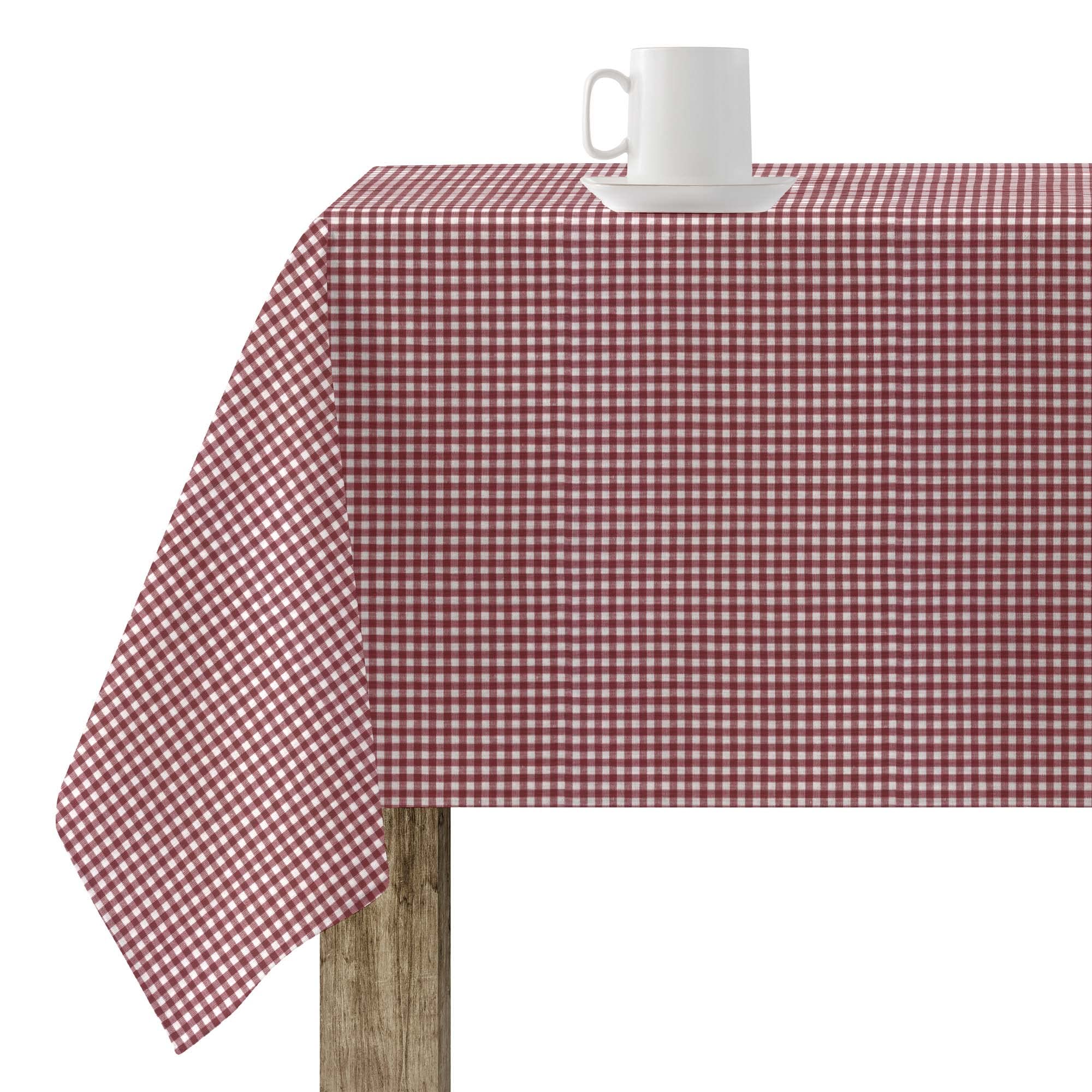BELUM | Resinated Tablecloth Stain Resistant 50-03, Tablecloth Plaid Vichy Size; 300x155cm, Tablecloth Stain Resistant NO Rubber, Tablecloth Vichy Red, Tablecloth Fabric 100% Organic Cotton