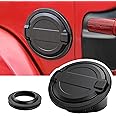 Gas Cap Cover Fuel Tank Door for 2018-2023 2024 Jeep Wrangler JL JLU 2/4 Door, Banhao ABS + Aluminum Alloy Construction, Black