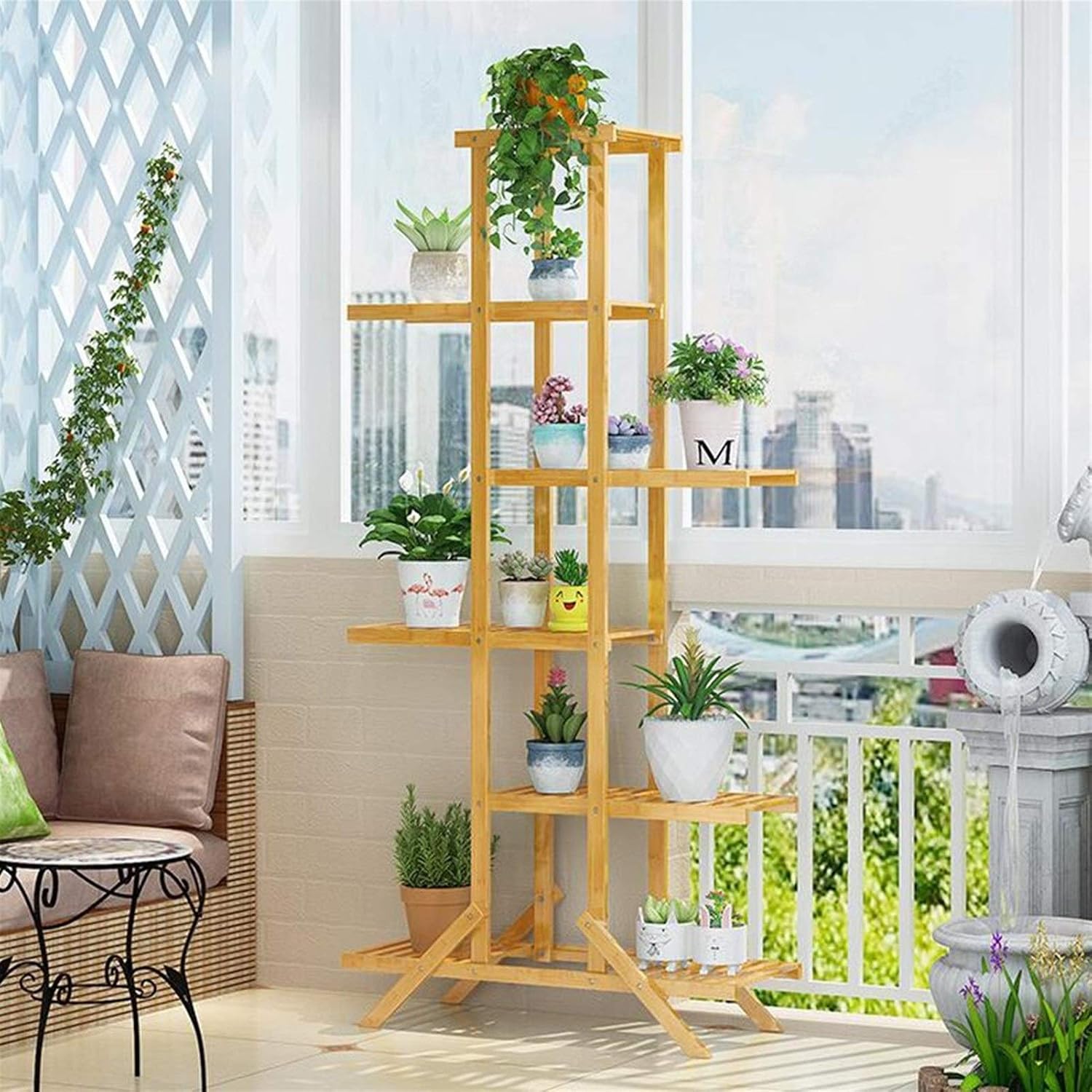 HGDD Plant Stand Bamboo Plant Stand Outdoor