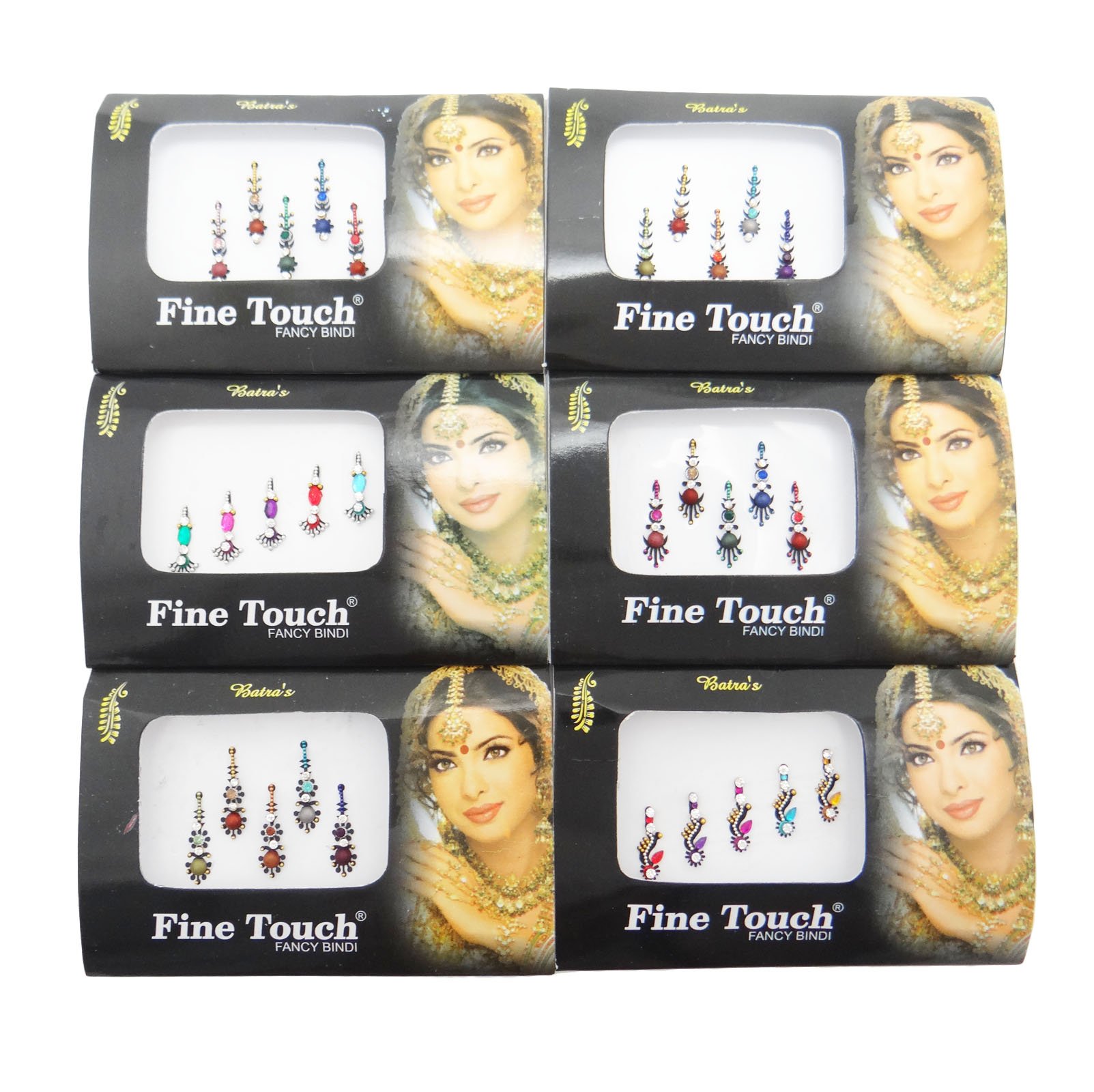 Banithani 6 Pcs Bindi Traditional Indian Tattoo Temporary Forehead Sticker Fashion Jewelry