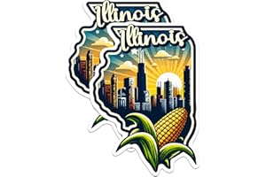 BLISS MONKEY CO. (2 Pack) Illinois State Shape Stickers - IL State Sticker - Choose from 50 States - 5 Inches On Longest Side - Premium Vinyl - for Cars, Skateboards, Laptops - Made in USA - BMCS1249