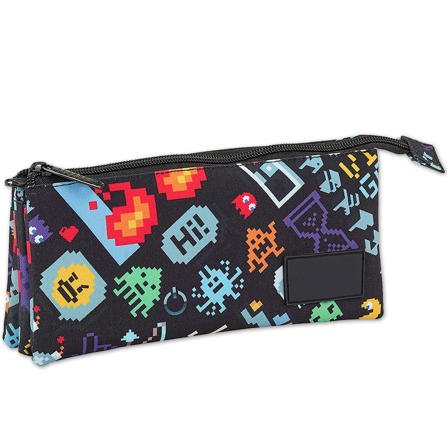 OFITURIA School Pencil Case with 3 Pockets for Organising and Classifying All School Supplies, School Pencil Case with Main and Inner Zip, Bit, 23x11x5, Luggage Strap