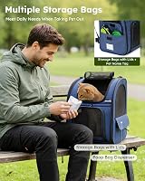 Pecute Cat Carrier Dog Backpack Expandable Portable Breathable Rucksack Blue view 9