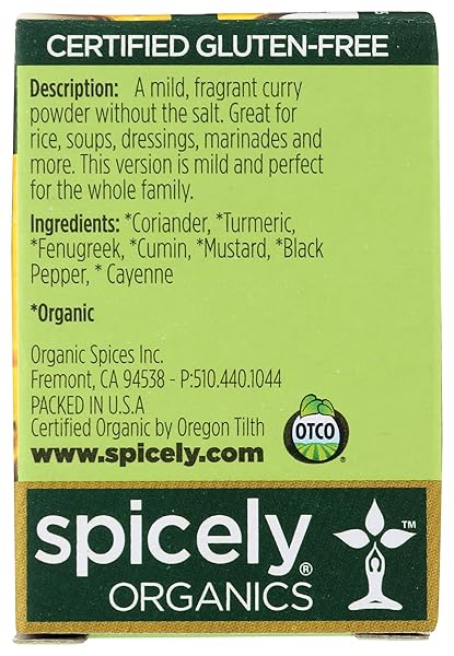 SPICELY ORGANIC CURRY POWDER 0.45 OZ CERTIFIED GLUTEN FREE