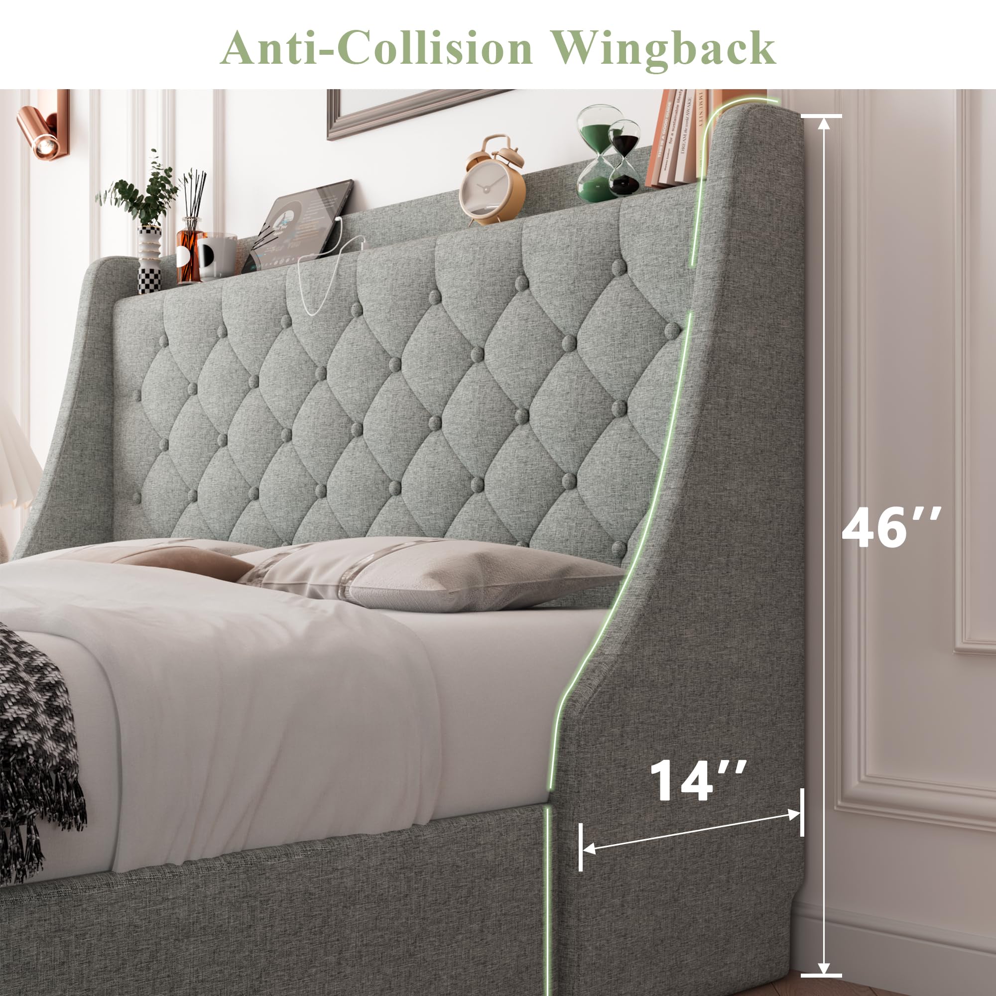 Mua Feonase Queen Size Bed Frame with 4 Storage Drawers, Upholstered ...