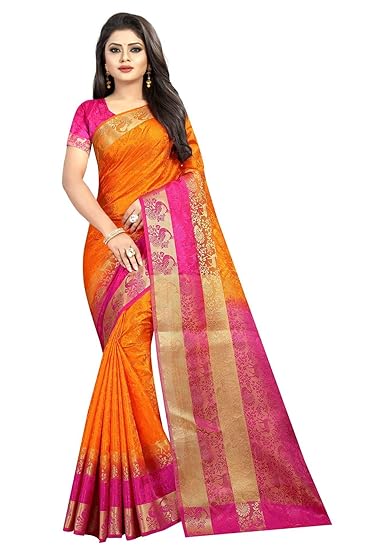 Women's Banarasi Silk Saree With Blouse Piece
