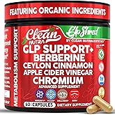 GLP1 Supplement Berberine Ceylon Cinnamon Apple Cider Vinegar Chromium Turmeric PCOS Supplements Immunity & Metabolism Support 60 Vegan Capsules by Clean Nutra