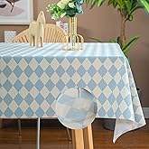 HOMOHEINI Rectangle Table Cloth,100% Waterproof Tablecloth Oil Proof Spill Proof Vinyl Table Cloth, Wipe Clean Plastic Table Cover for Dining, Camping, Indoor and Outdoor 52" x 70",Blue Checkered