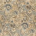 A0025A Gold Blue and Green Abstract Paisley Upholstery Fabric by The Yard
