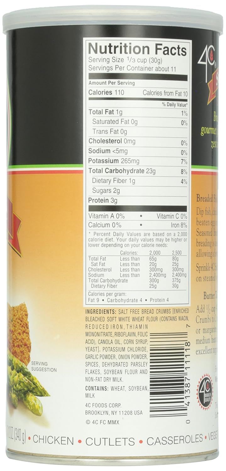 4c Seasoned Bread Crumbs Nutrition Facts Runners High Nutrition