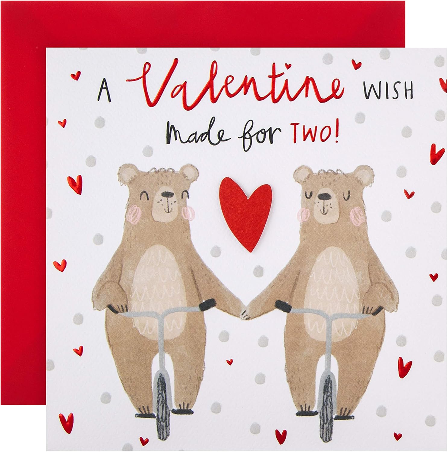 Hallmark Valentine's Day Card - Cute Bears on Bikes Design, 16cm x 16cm