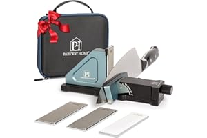 PATENTED ORIGINAL ADJUSTABLE ROLLING KNIFE SHARPENER KIT: Adjustable Height, 10° to 40° for 30 Angle Options, Removeable Diam