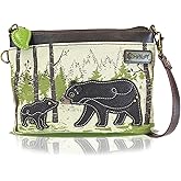 CHALA Canvas Mini Crossbody Handbag, Multi Zipper, Small Shoulder Purse Adjustable Strap