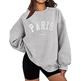 LOMON Oversized Sweatshirt for Women Crewneck Long Sleeve Casual Fleece Tops Graphic Hoodies Pullover Sweater
