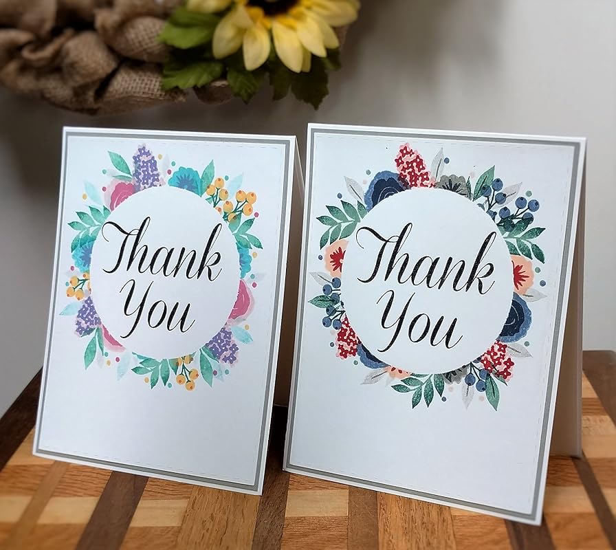 Thank You Greeting Card Pack (set of 6), Stamped Rose and