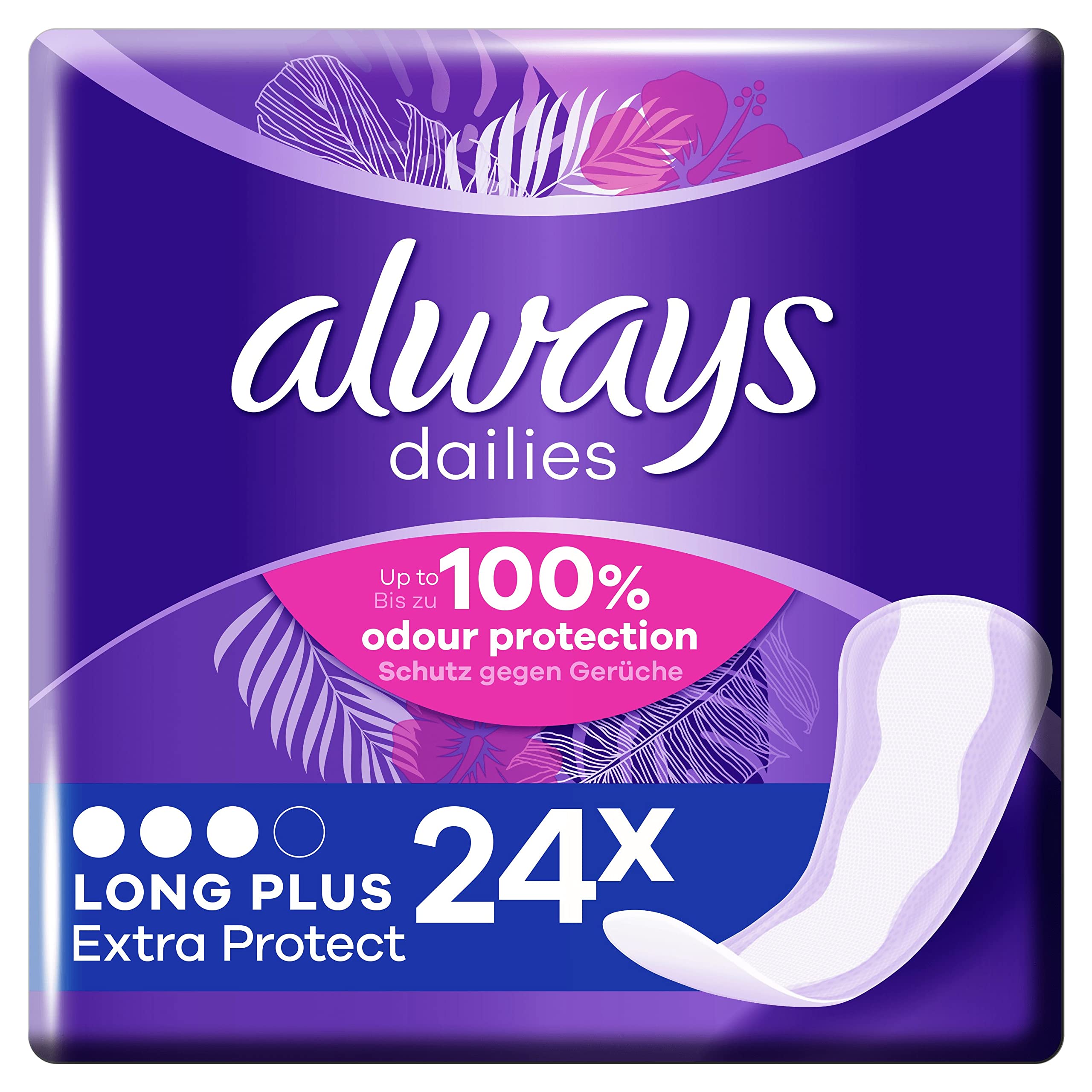 Always Dailies Panty Liners Women Extra Protect Long Plus (24 Liners) Breathable, Flexible And Comfortable With Absorbent Core