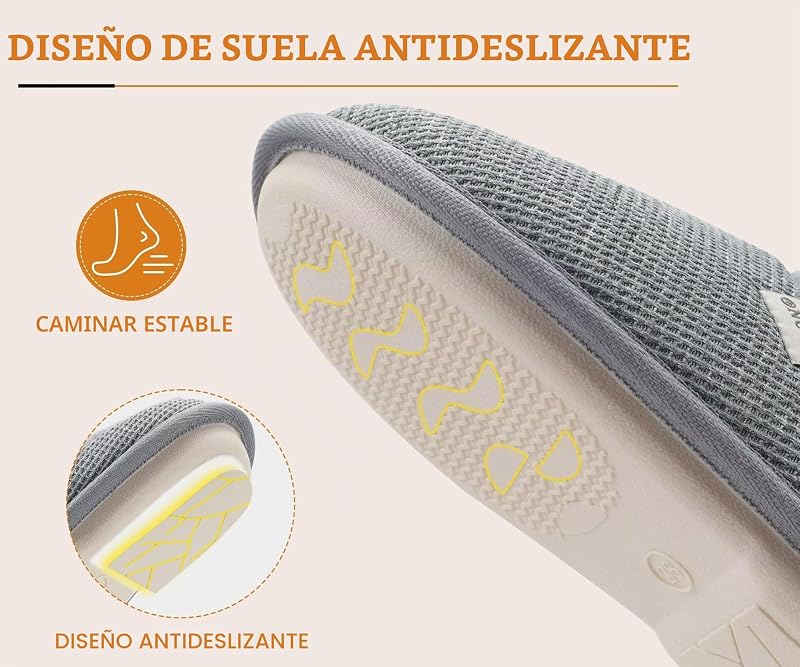 Zapatillas Casa Mujer Espuma de Memoria Algodón Pantuflas 2026 para Invierno Peludo Faux Fur Imitación Forro de Sintética Suela de Goma Antideslizante Peluche Gris Talla 36 — foto 5 de 7