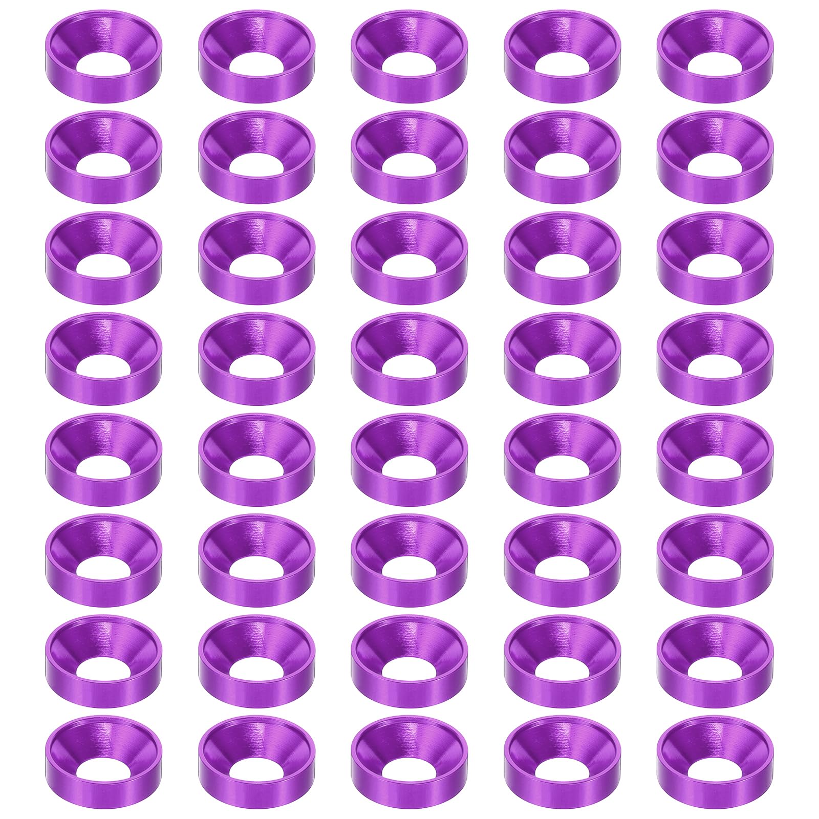 PATIKIL M8 Finish Countersunk Washer, 60pcs Anodized Aluminum Alloy Flat Cup Head Screw Gasket Bolt for Mechanical Accessories Parts DIY Models, Purple