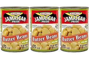 VALUBNDL: Jamaican Pride Butter Beans (3-Pack) – 398ml Cans (1.2L Total) – Large Creamy Lima Beans for Hummus, Stews, & Salad