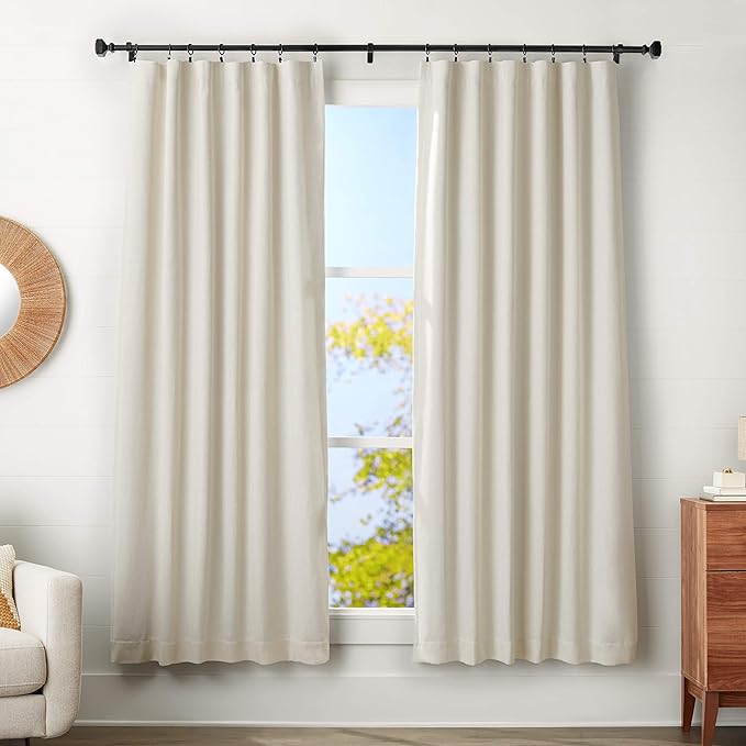 AmazonBasics 2.5 cm Curtain Rod with Square Finials, 183 to 366 cm + 35