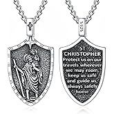 WINNICACA 925 Sterling Silver Patron Saint Amulet Necklace for Men Women Protection Medal Jewelry Birthday Valentine's Day Gifts for Men Husband(with Gift Box)