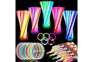 TURNMEON 500 Pack Ultra Bright New Year Eve Christmas Glow Sticks Bulk Party Pack Halloween Glow In The Dark Party Supplies Favors Glow Sticks Necklaces Bracelets with Connector 8" Glow stick Light Up