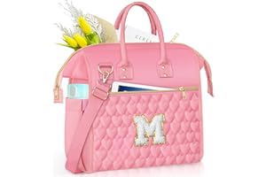 QLOVEA Women Gifts for Her - Insulated Large Lunch Tote Bag, Personalized Gifts for Mom, Reusable Lunch Box with Muti-Pockets and Adjustable Strap, Chenille Lunch Box for Work Picnics Initial M