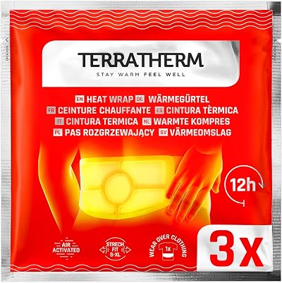 TerraTherm Heat Warming Belt 12 Hours Deep Warmth S-XL 3 or 8 Pieces