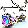 SISIGAD Scooter Seat Attachment, 6.5'' Self Balancing Scooters Go Kart with Bluetooth and LED Lights, F Graffiti+Graffiti